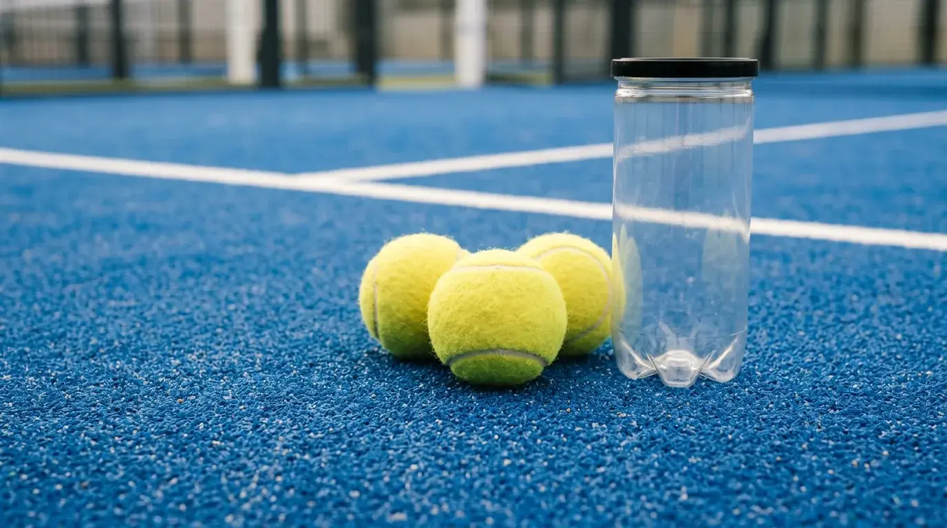 Tres pelotas de pádel amarillas con bote presurizado