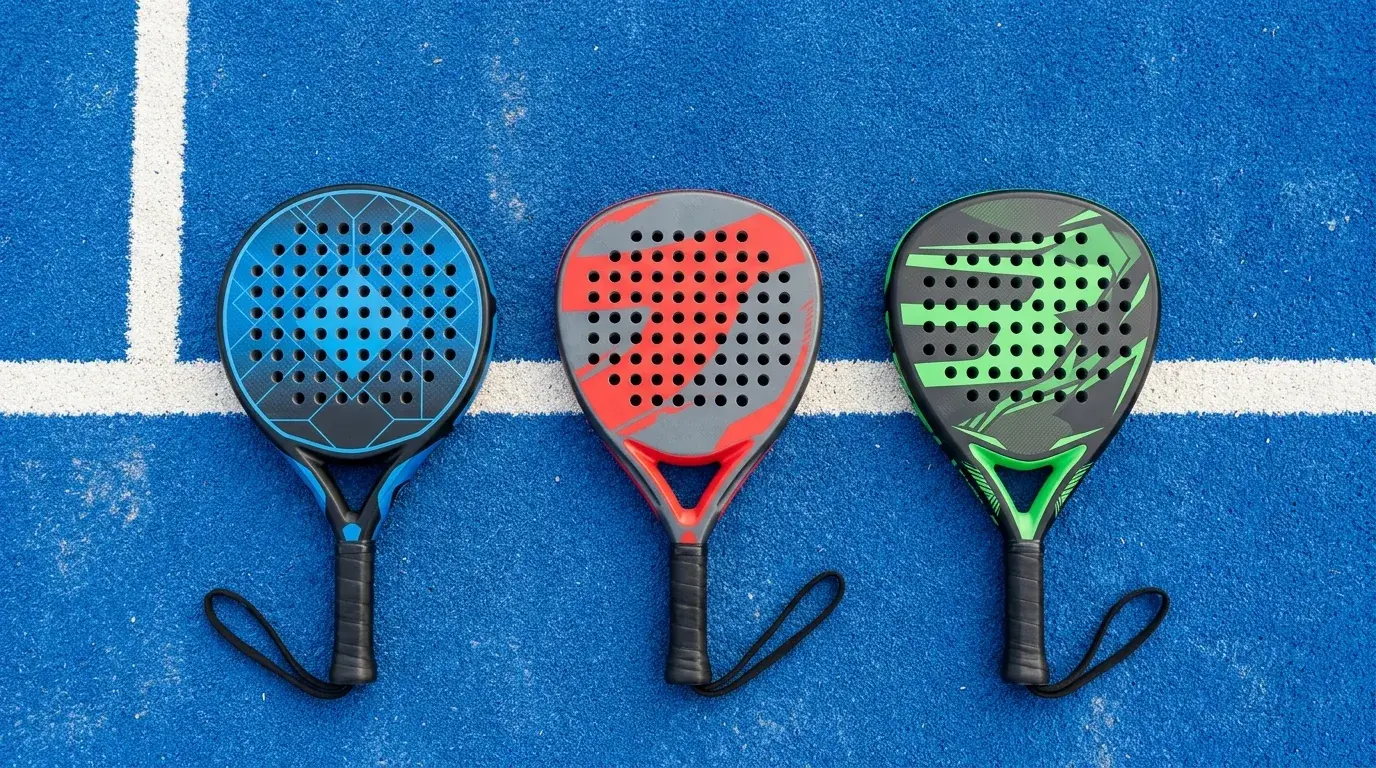 Comparativa de formas de pala de pádel: redonda, lágrima y diamante